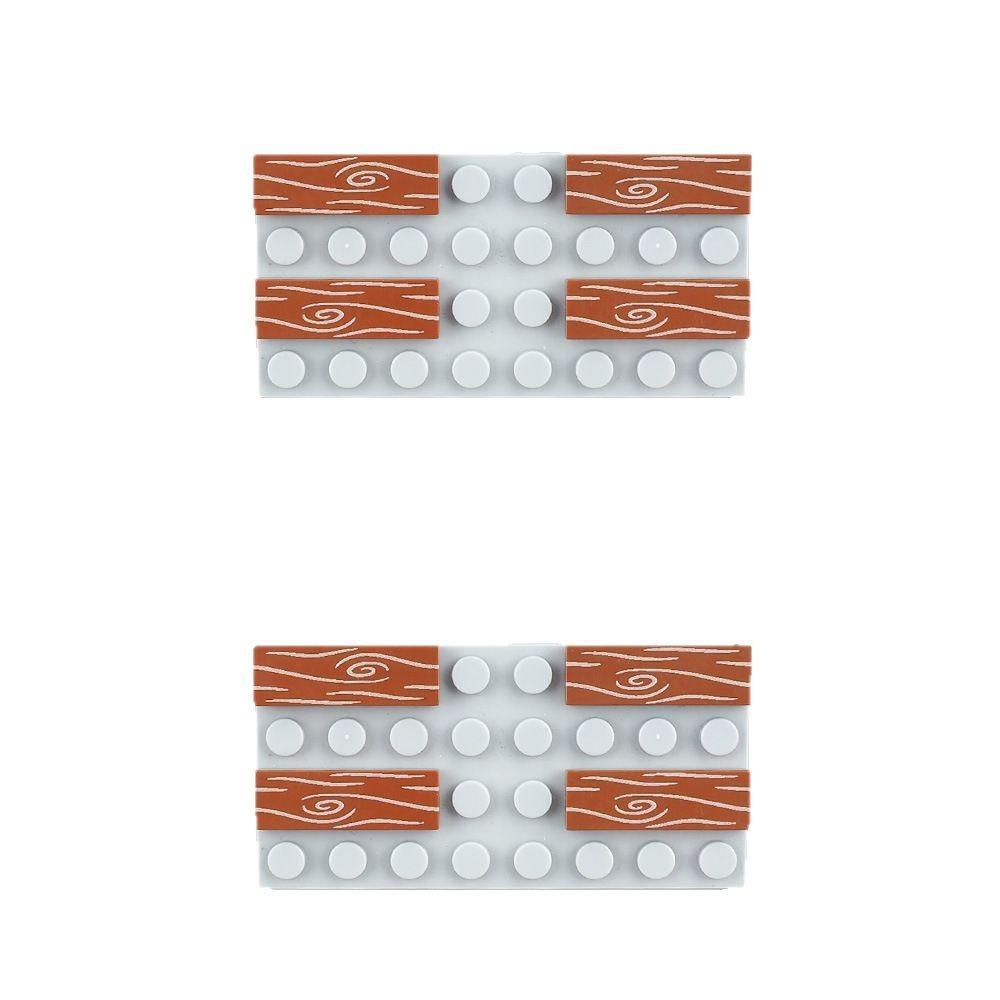 Non-Toxic Moc 10Pcs 63864 Printed Wood Grain Floor Pattern Building Blocks 2431 Matching Compatible Accessories Diy Toys Children Kid Gift