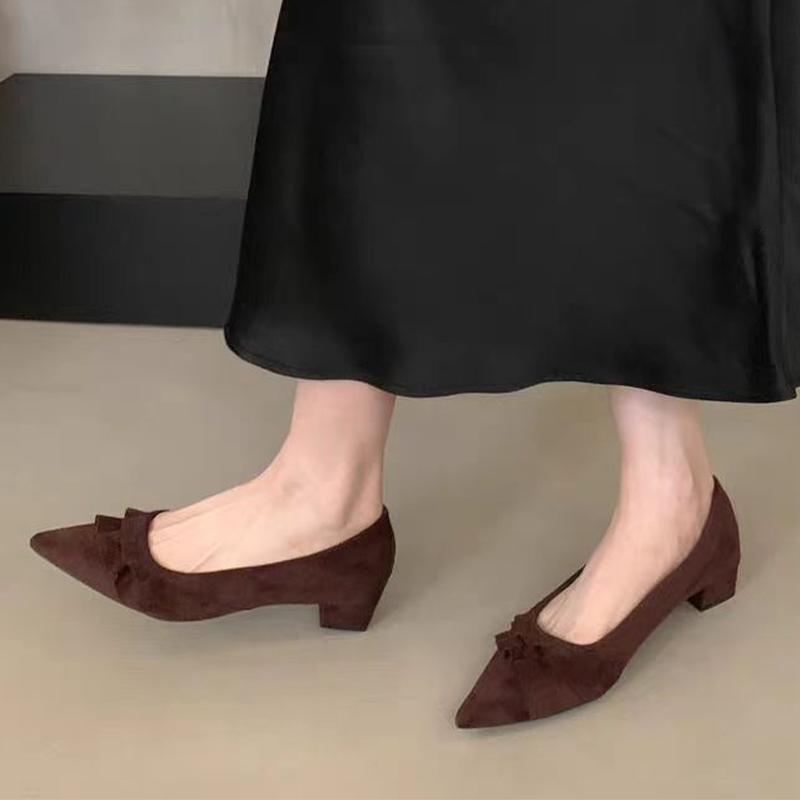 Pointed Toe Women Heeled Shoes Fashion Dress Chunky Shoes Shallow Luxury Pumps 2025 Autumn Designer Sexy Elegant Chaussure Femme