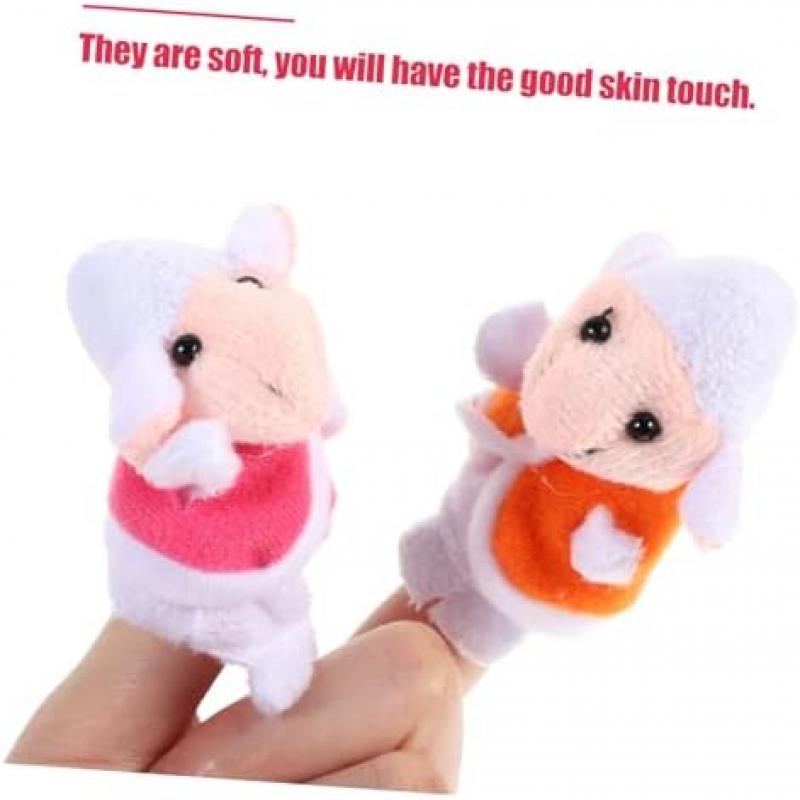 Milisten Wolf and Lambs Finger Puppets Soft Durable Hand Puppets for Interactive Play at Home and School Gifts for Boys and Girls