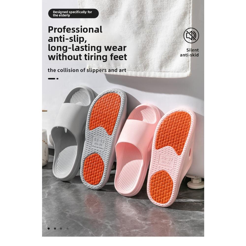 Summer Non-Slip PVC Slippers, Quick Dry Flat Bathroom Indoor Outdoor Shoes for Pregnant Women and Parents