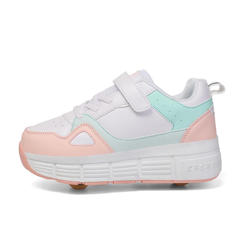 Boy's Plus Size Fashionable Thick Soled Roller Skates Girl's Wheeled Sports Shoes Outdoor Sneaker