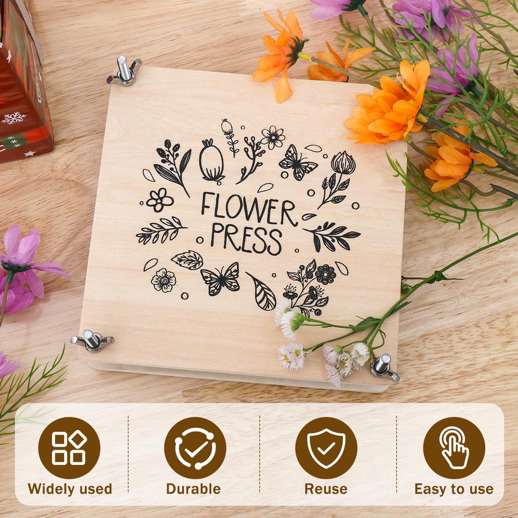 Kit Clásico de Prensa de Flores de Madera - Herramienta Reutilizable para Preservación de Flores y Plantas Secas DIY