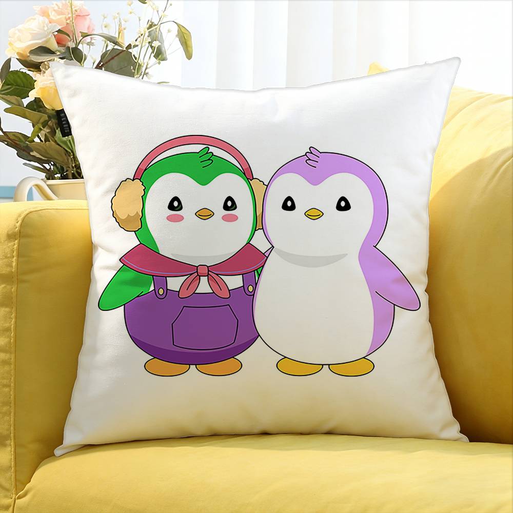 Cute Pudgy Penguin Various Sizes Square Pillow Case For Car Home Bedchamber Decor