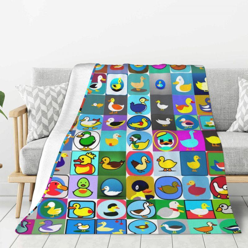 Custom Ultra-Soft Fleece Yellow Colorful Rubber Duck Pattern Throw Blanket Warm Flannel Blankets for Bed Home Couch Quilt