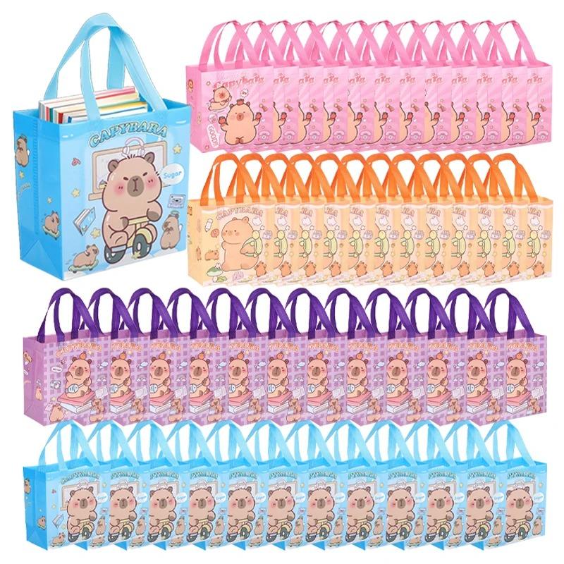 12-48PCS Cute Cartoon Capybara Tote Bag Non-Woven Fabrics Candy Gift Bag Portable Handbag Foldable Shopping Bag Party Supplies