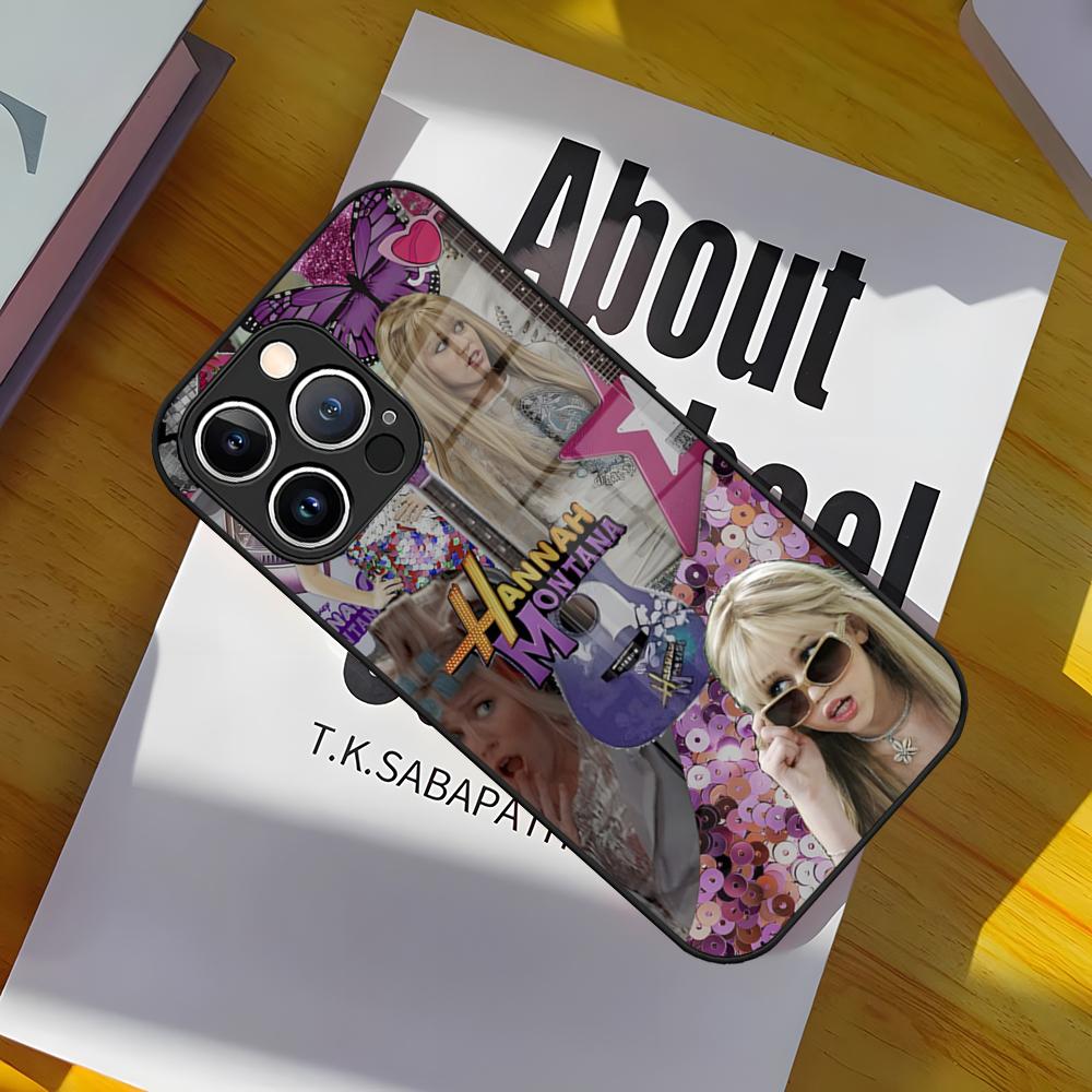 H-Hannah M-Montana Phone Case Glass Cover For IPhone 17 15 Pro Max 14 Pro 16 12 11 13 Mini X XR XS 8 7 Plus SE