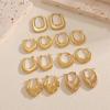 Stainless Steel Gold Personalized Luxury Earrings, European and American Simple Fashion Stud Earrings, High-end Glossy Earrings