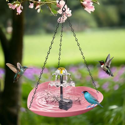 Solar Hanging Bird Bath Basin with Dual Water Flow Solar Fountain Space-Saving Outdoor Hanging Bird Waterer for Gardens Balconies Weather-Resistant