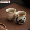 Imitation Song Ru Kiln Porcelain Teacup Man Jianghong Ceramic Flower Mouth Cup Small Egg Shape Master Cup Tea Pair Mug Teaware