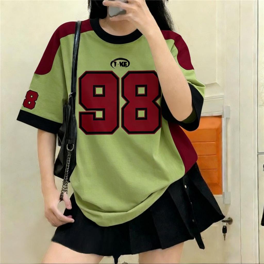 Women s summer sporty T-shirt, American style, short sleeves, breathable fabric, simple design, street style. XXS