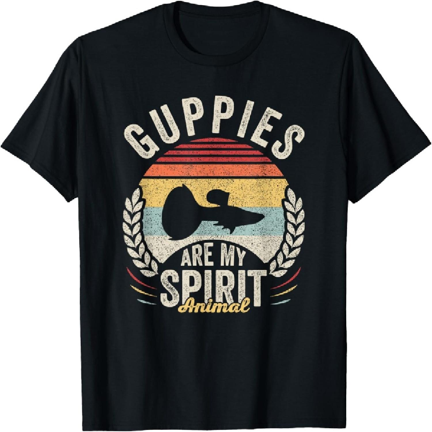 Vintage Retro Guppies Are My Spirit Animal Guppy Lover T-Shirt S