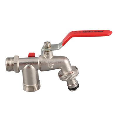 Grifo de Doble Válvula Válvula para Manguera de Lavadora Aleación de Zinc Electrochapado 1 Entrada 2 Salidas Válvula de Grifo para Lavadora
