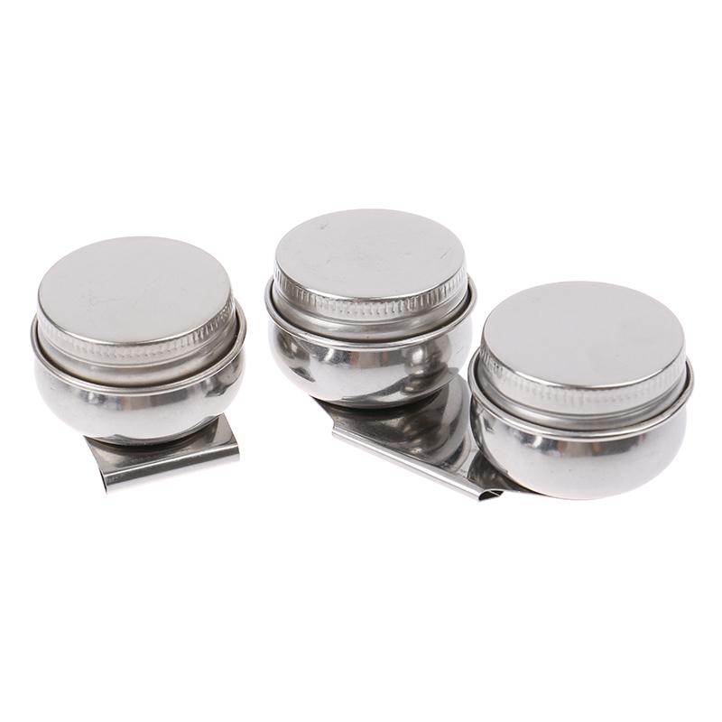 Stainless Steel Paint Palette Single Double Hole Oil Paint Dipper Drum Art Painting Tool