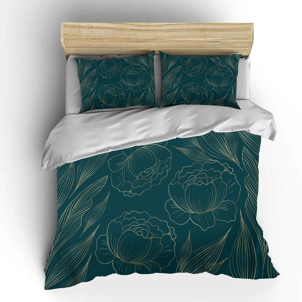 Botaniczny Kwiat Podwójna Poszwa na Kołdrę Łóżko Europejskie Zestawy Pościeli Tekstylia Domowe Luksusowe Poszewki na Poduszki Pościel do Sypialni