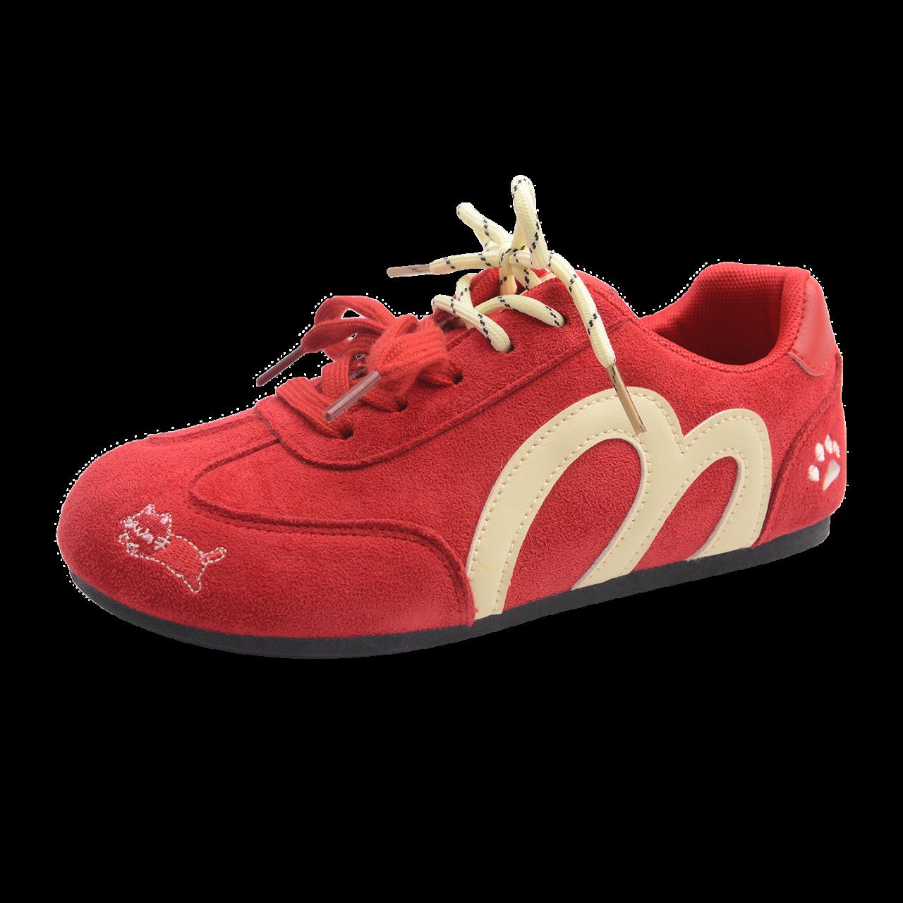 

Retro mesh breathable German training shoes women s 2025 summer new flat baseplate shoes fashionable platform sports Forrest Gump women s shoes 35 красный