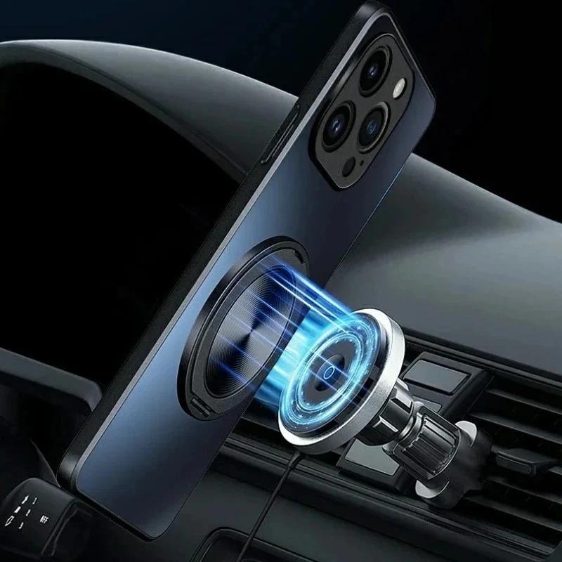 AG Matte Magnetic Case for OPPO Reno 14 Pro 14F 360° Rotating Ring Holder Wireless Charging Hard Cover for OPPO Reno 14 F