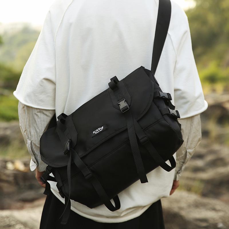 Unisex Crossbody Bag - Korean-Influenced, Casual Nylon, Waterproof, Functional Workwear Style