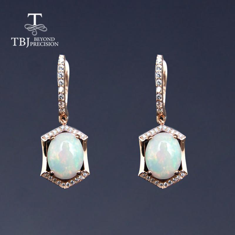 Orecchini Pendenti In Argento 925 Con Opale Bianco - Placcati Oro Bianco, Leggeri A Goccia Per Donne, Regalo Idea