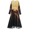 Fashion Style 2024 Fall and Winter New Women's Clothing Stylish Print Long Sleeves Long Midi Skirt Dress 9148090