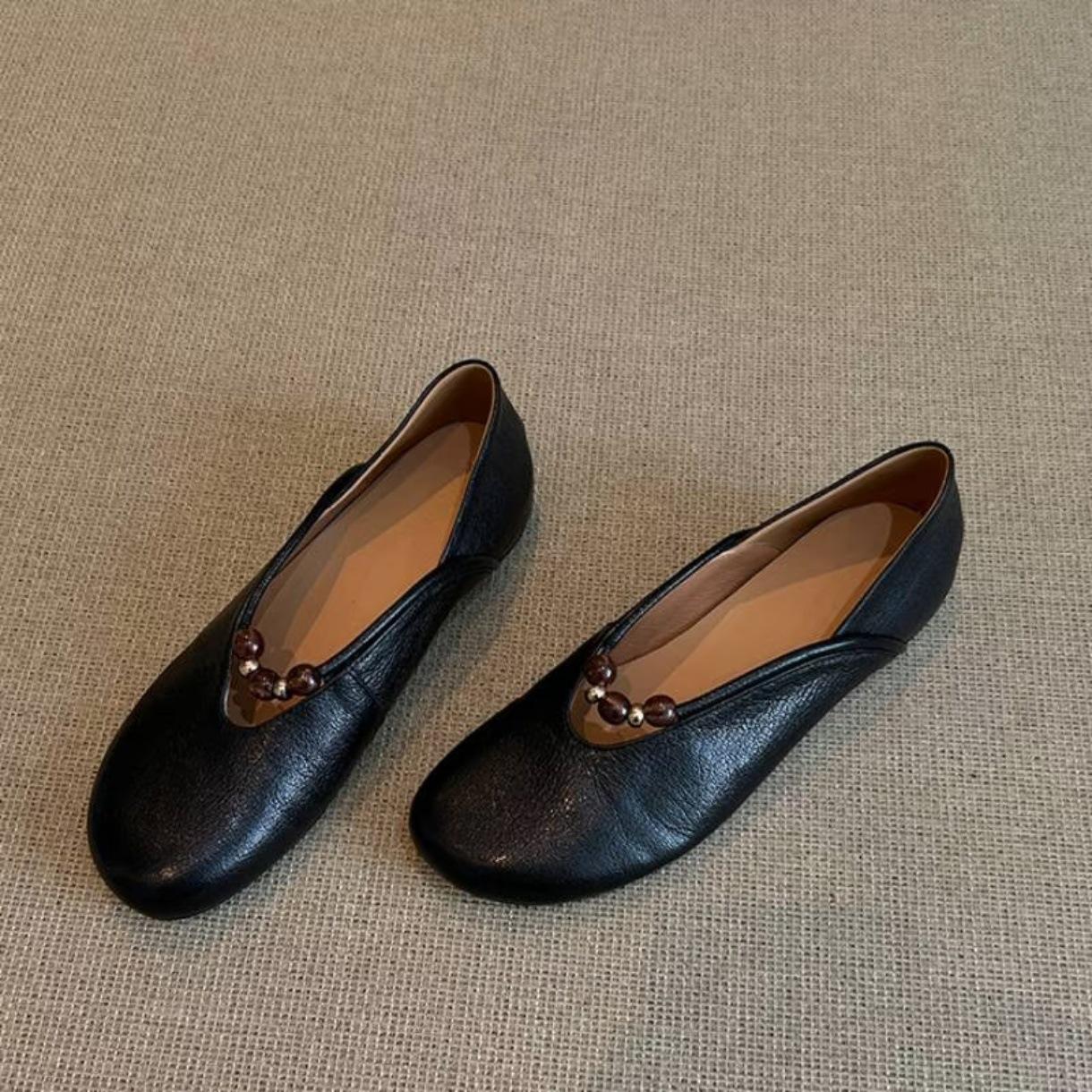 

Версия из овчины мягкая кожа мягкая подошва Мэри Джейн одинарная обувь женская 2025 осень и лето новая поздний вечерний бриз нежная на плоской подошве маленькая кожа 35 чёрный