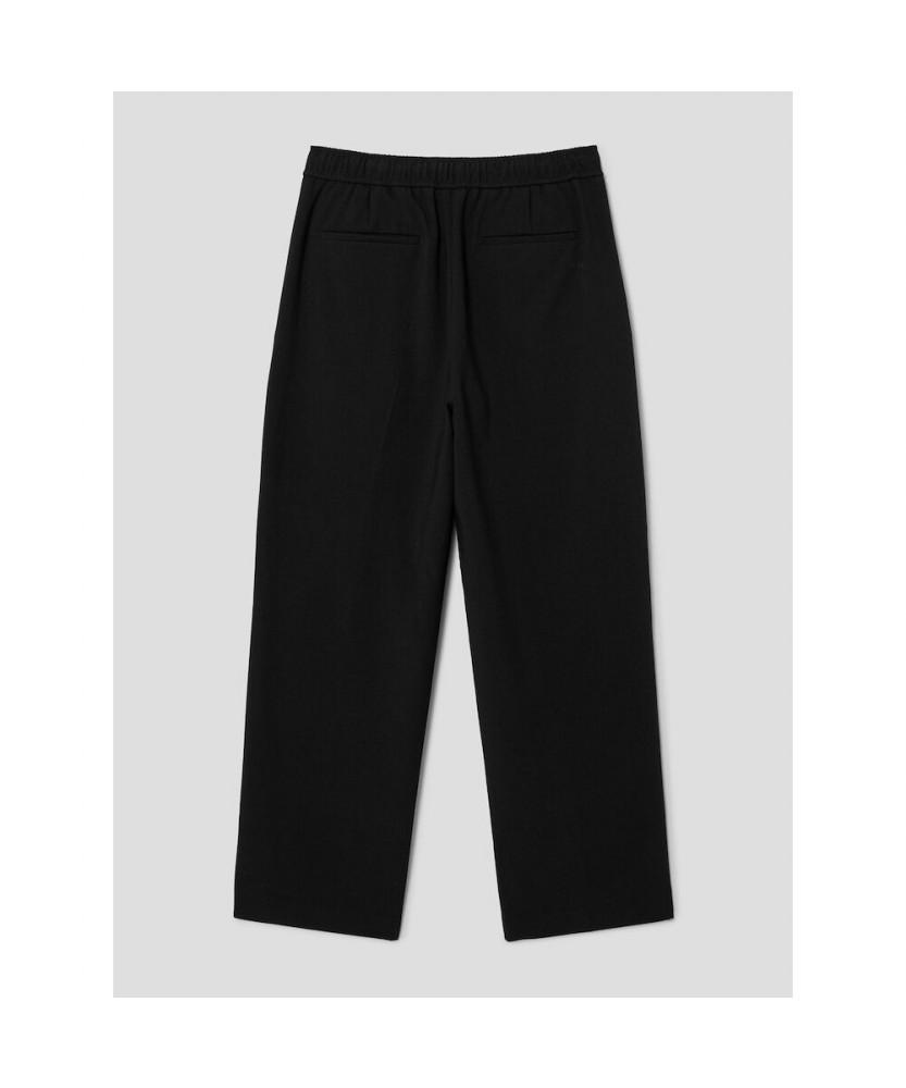 8SECONDS [Everyday Slacks] Fleece-Lined Wide Fit Elastic Waist Slacks - Black