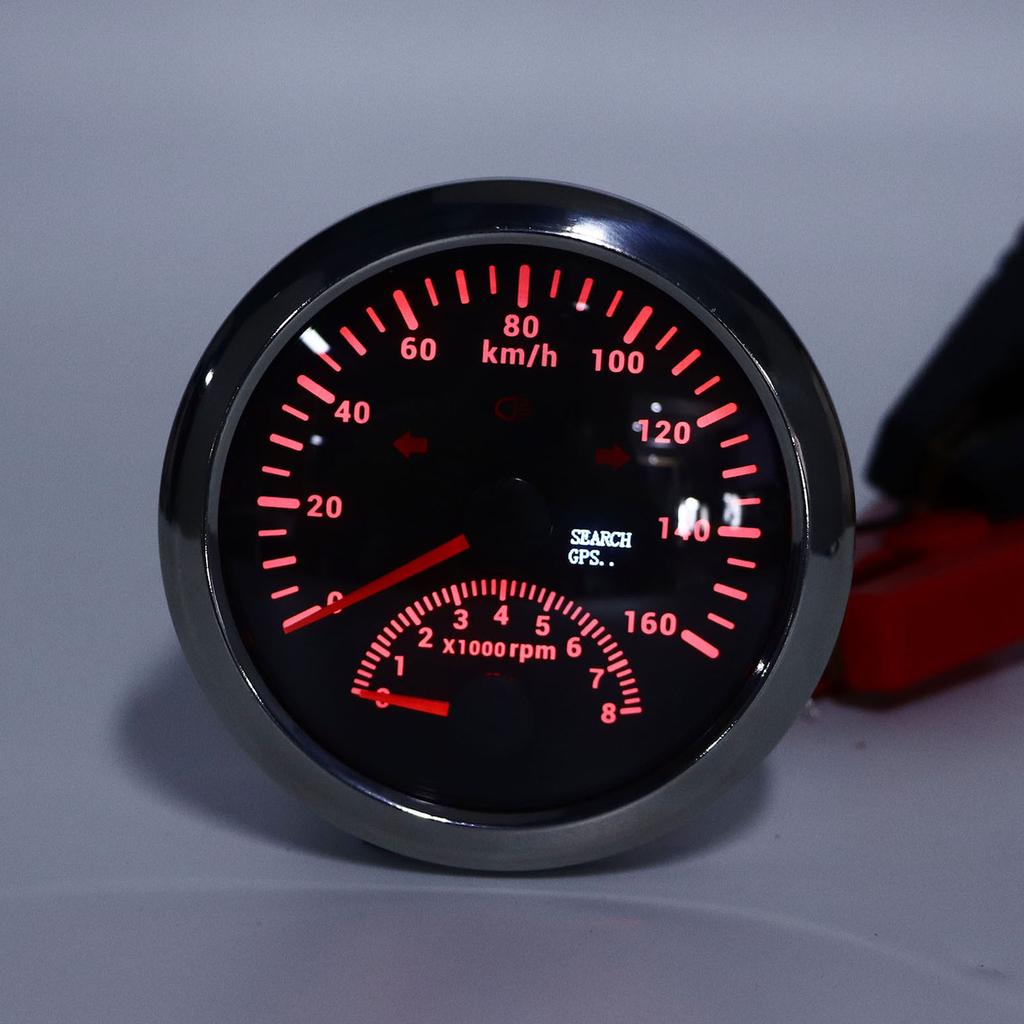 85mm 160km/h GPS meter 08000rpm Tachometer Gauge LCD Red Backlight for Car Boat Yacht RV Truck