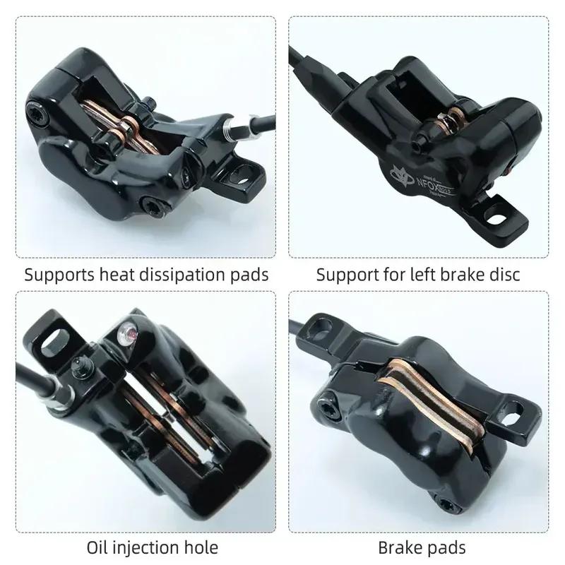 NFOX B015 4-piston Disc Hydraulic Brake E-bike Folding Mountain Bike Bicycle Power Off Black Red 160 180 203 Roto Split Tube New