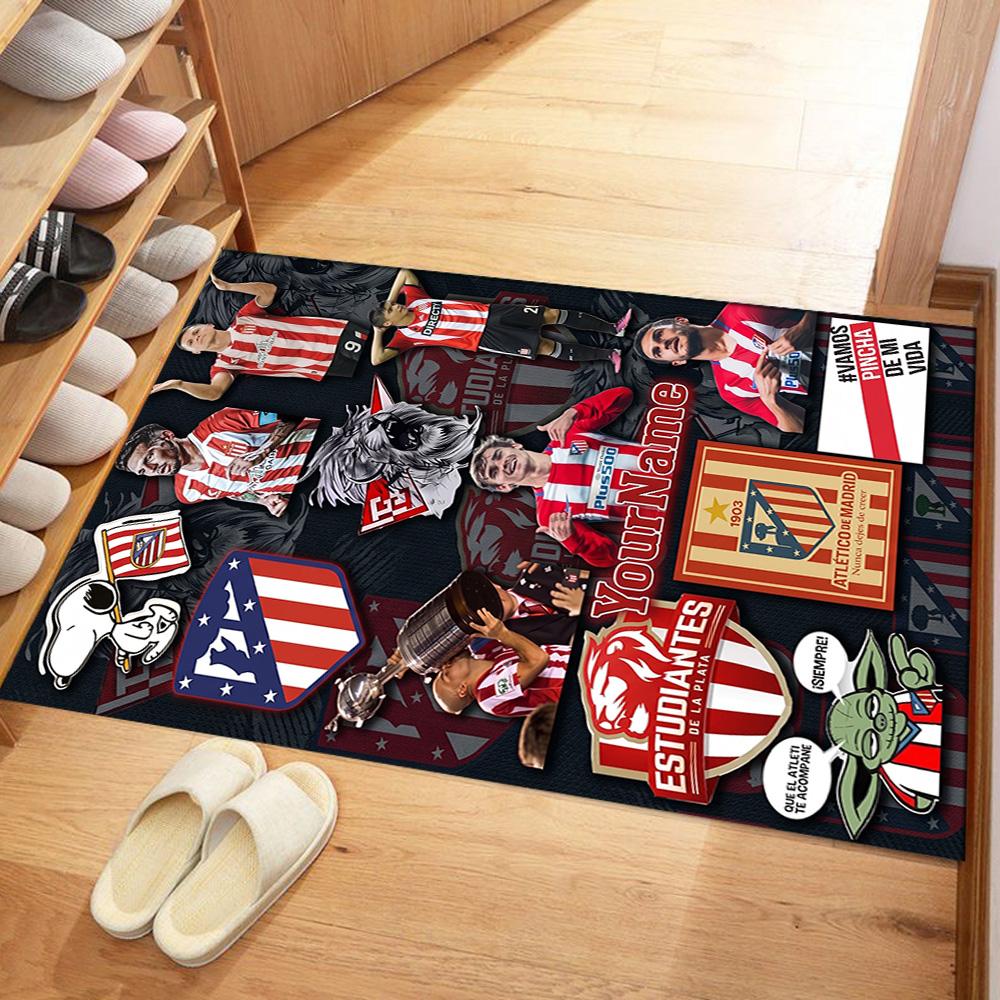 Atletico Madrid Customized Name Floor Mat Suitable for Living Rooms Foyer Entryway Hallway Anti-slip Rug Office home decor Birthday/Christmas Gift