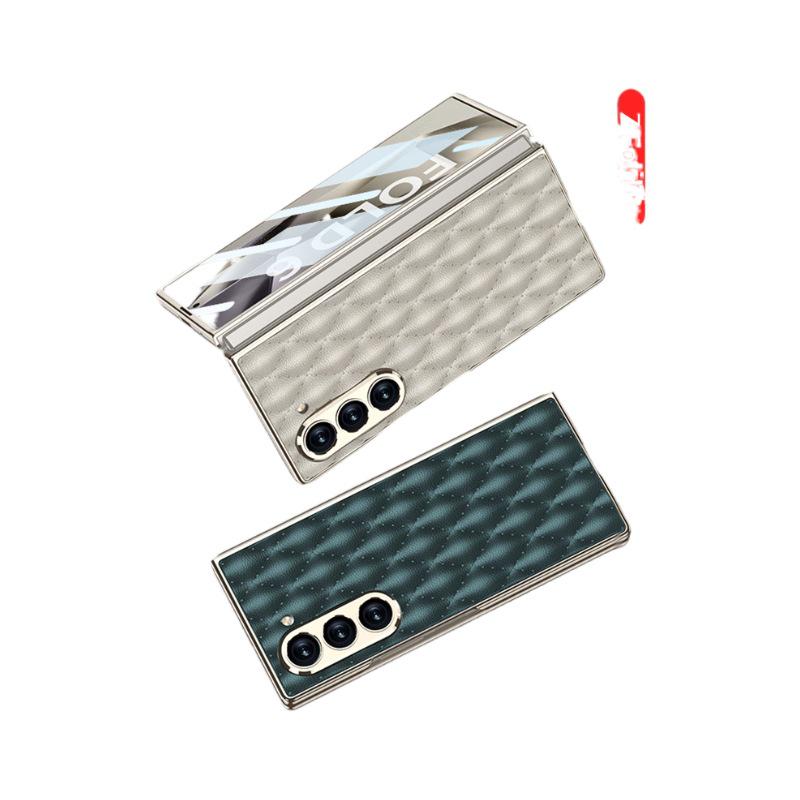 Samsung Z Fold 6 Case - Diamond Lattice, Electroplated Leather, Fragrance-Inspired Design
