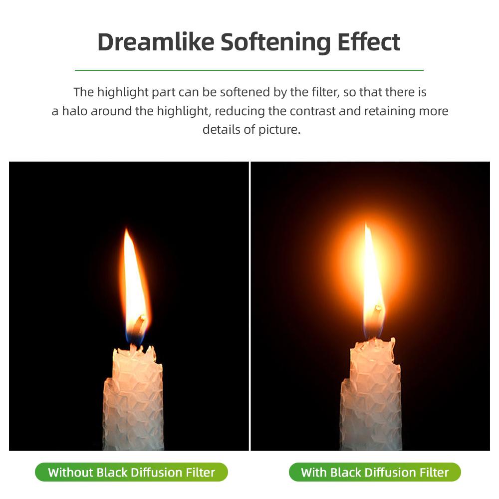 PRO TANLE 82mm Black Diffusion 1/8 Filter Black Mist Cinematic Effect Filter Multi-layer Coating