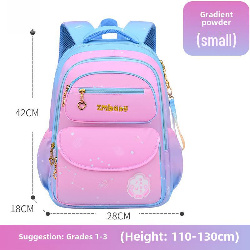 Sweet Cute Gradient Backpack for Elementary School Girls, Grades 1-6, Large Capacity Schoolbag
