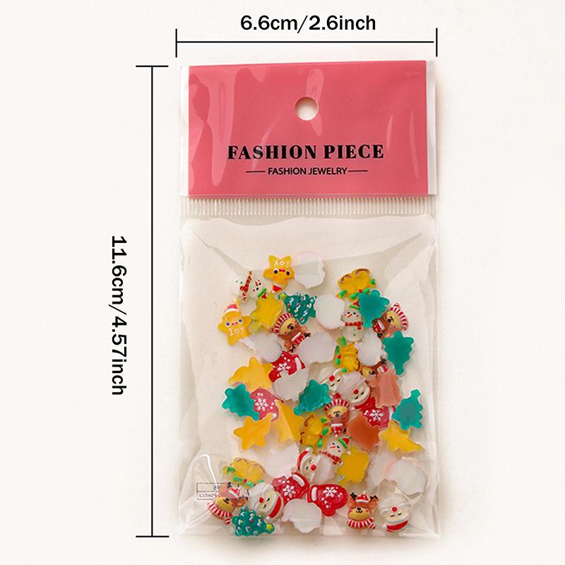 50Pcs Cute Cartoon Resin Christmas Series Nail Charms Santa Claus Snowman Reindeer Nail Art Decoration For Manicure Diy
