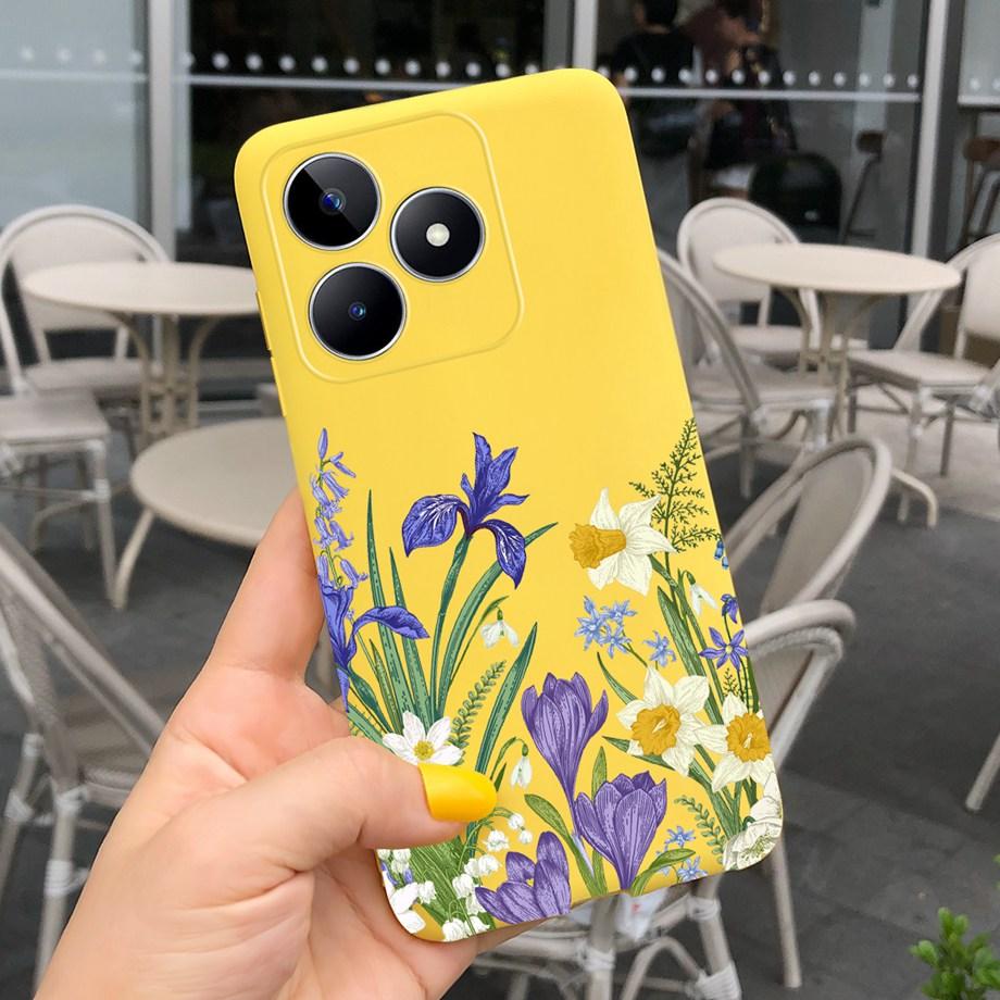 For Realme C53 C51 Cases Shockproof Soft Luxury Silicone TPU Bumper Case For RealmeC51 C 51 C 53 Flower Painting Girly Capa Etui