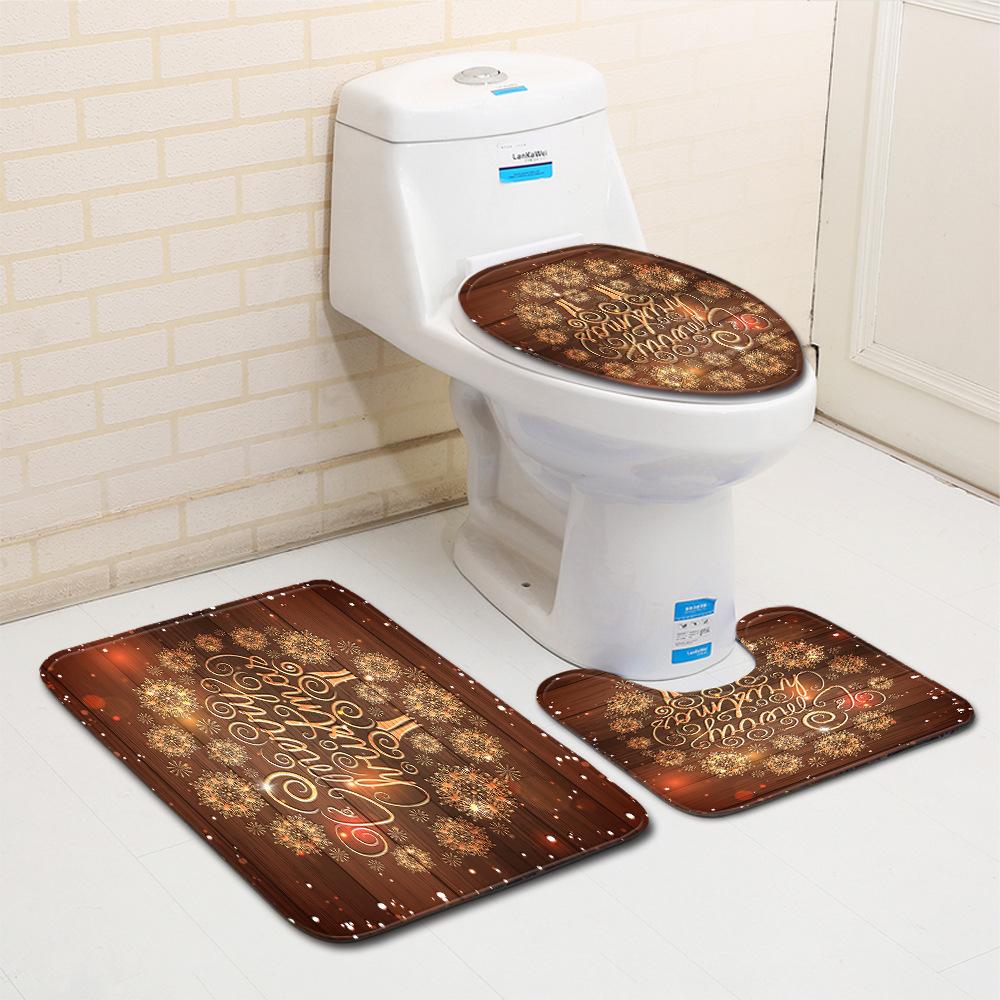 Christmas Bathroom Floor Mat Toilet Three-Piece Set