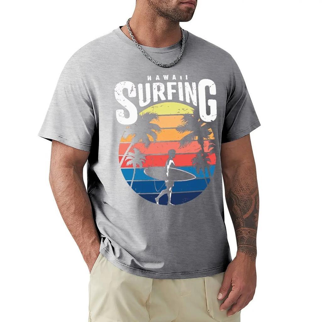 Vintage Hawaii Surfing T Shirt Harajuku Short Sleeve T-shirt 100% Cotton Graphics Tshirt Tops
