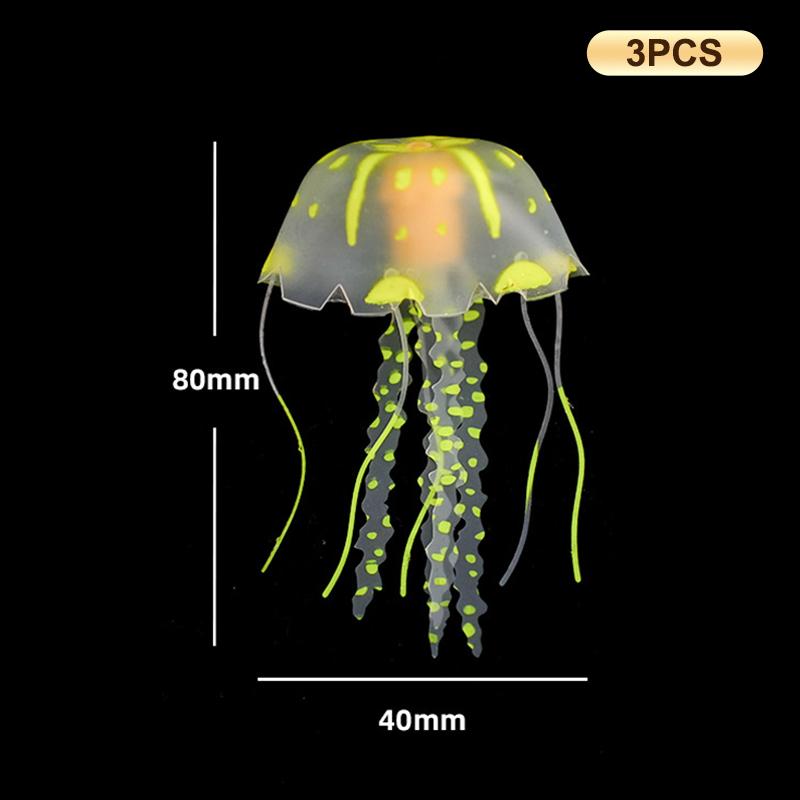 3Pcs Artificial Glowing Fluorescent Jellyfish Aquarium Decoration Fish Tank Underwater Plant Marine Aquatic Landscape Ornament