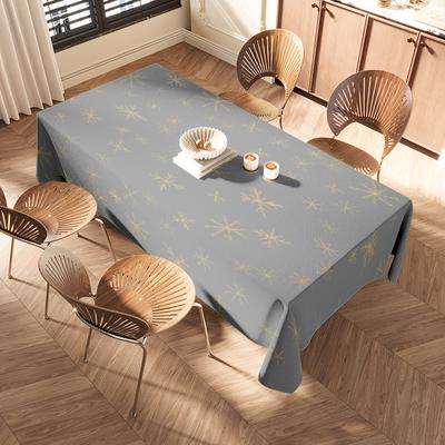 Modern Nordic Style Snowflake Printed Tablecloth For Dining Room Decoration Gray 150X240Cm Large Size