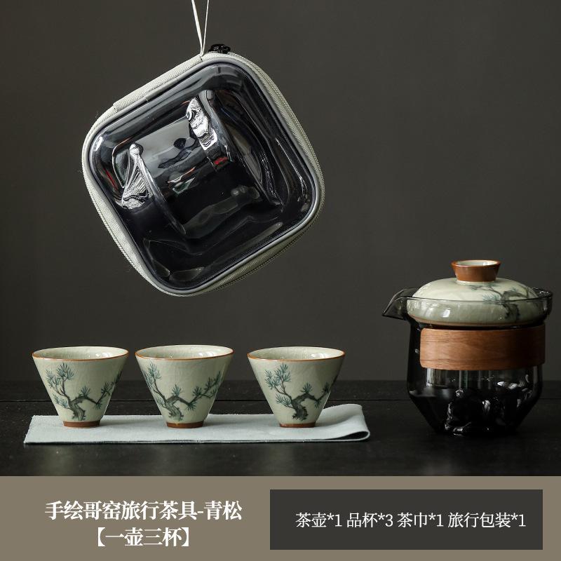 Hongyue Glass Covered Bowl Teacup Large Single Non-Hot Hand-Grasping Pot One Person Kung Fu Tea Set Underglaze Color Brewing Teapot
