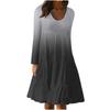 Women's Fashion Long Sleeve Round Neck Gradient  Big Swing Beach Dress