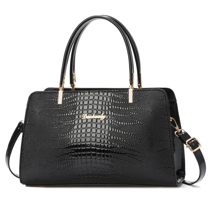 Women's Fashion Luxury Hot-Sale Patent Leather Lizard Pattern Shoulder Crossbody Top Handle Bag