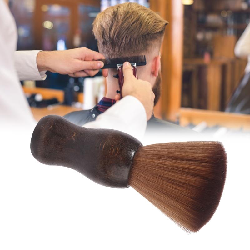 Professional Hairdressing Neck Duster Brush for Salon Use Soft Bristles Wood Handle Hairdressing Cleaning Brush