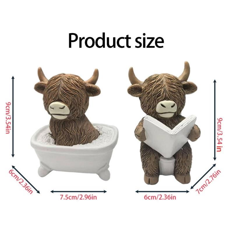 Durability Resin Toilet Seat Cow Statue Bathroom Ornamentation Sculpture With Smooth Surfaces Easy To Clean for Counter Top