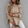 Women  Loose Casual Solid Stitching Long-Sleeved Knitted Sweater