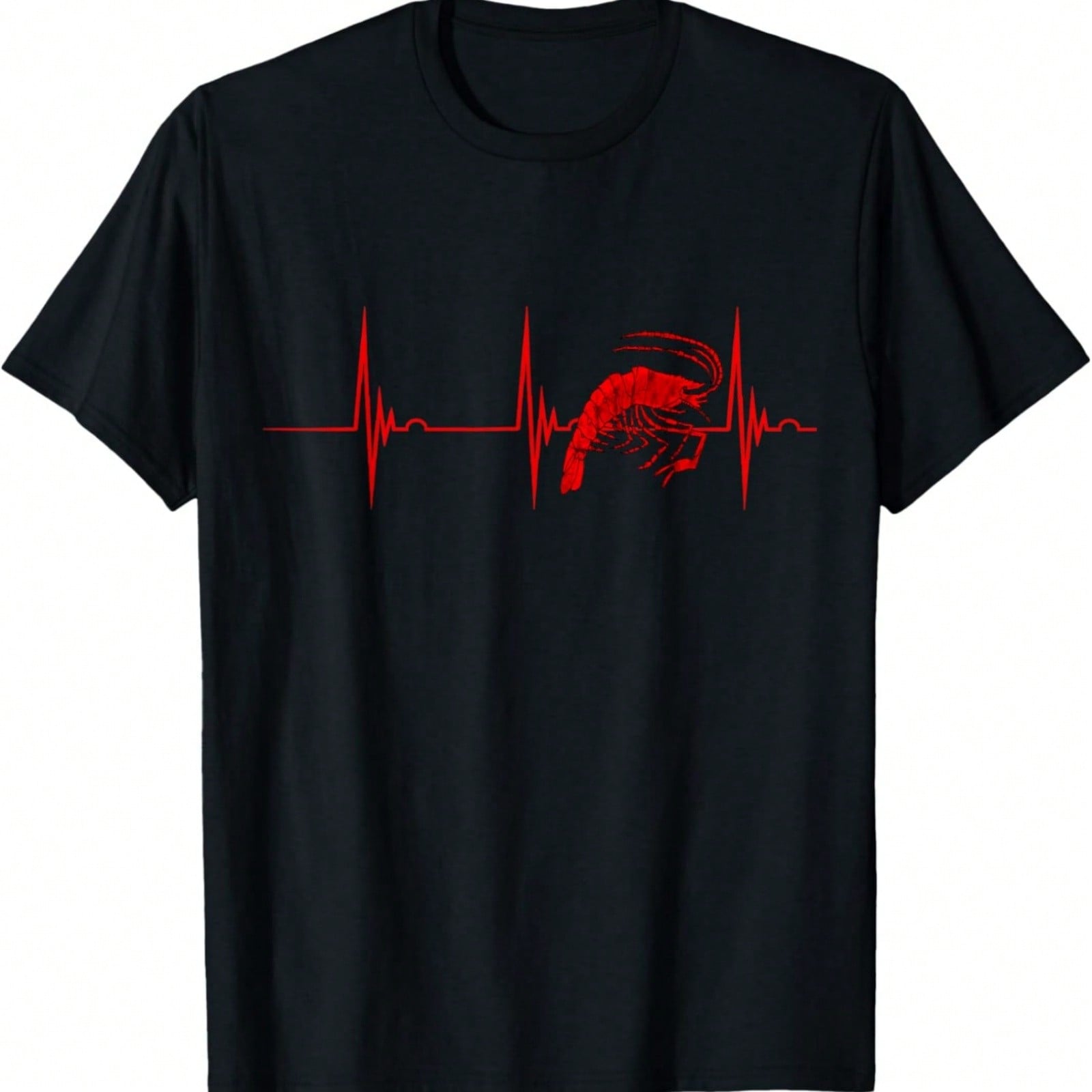 Shrimp Heartbeat EKG Pulse Crustacean Seafood Shrimping T-Shirt S разноцветный