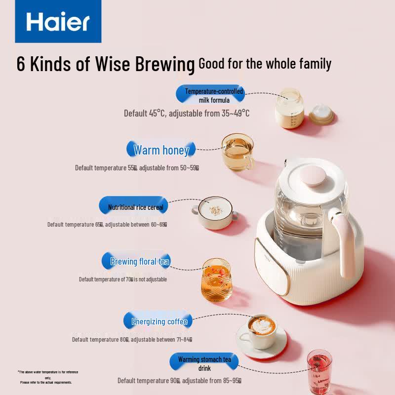 Haier 1.2L Smart Thermostatic Electric Kettle CN plug (adapter included)