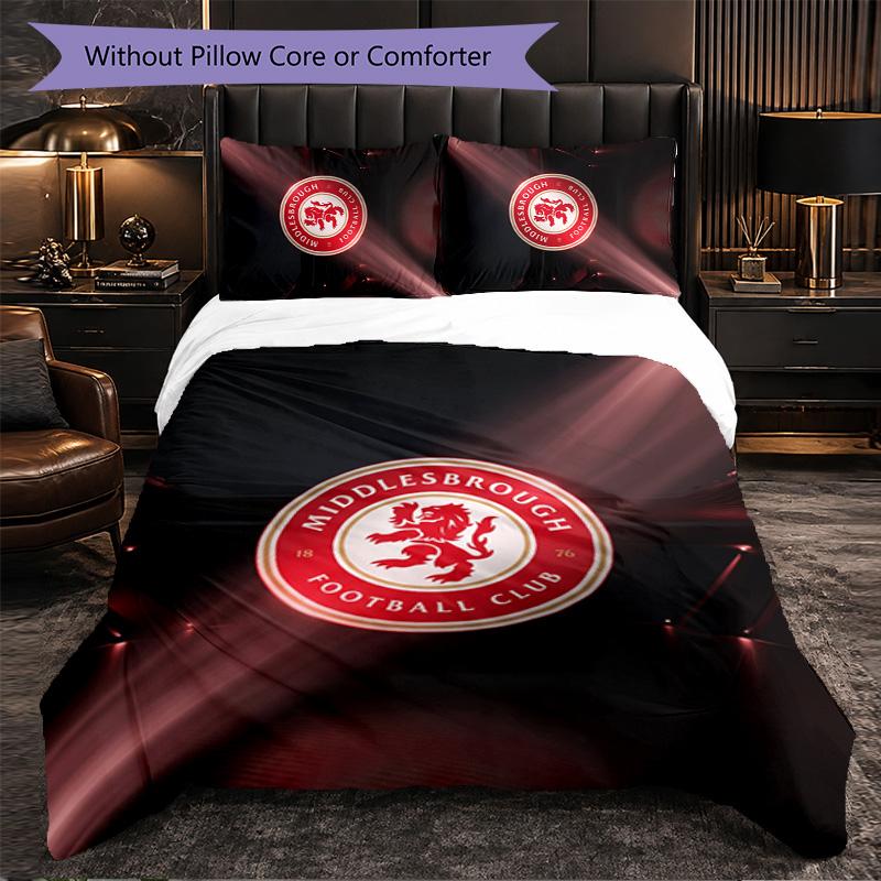 Middlesbrough FC Themed Bedding 3Pcs Duvet Cover Set Decorative Bed Linen For Teen Room Home Decoration