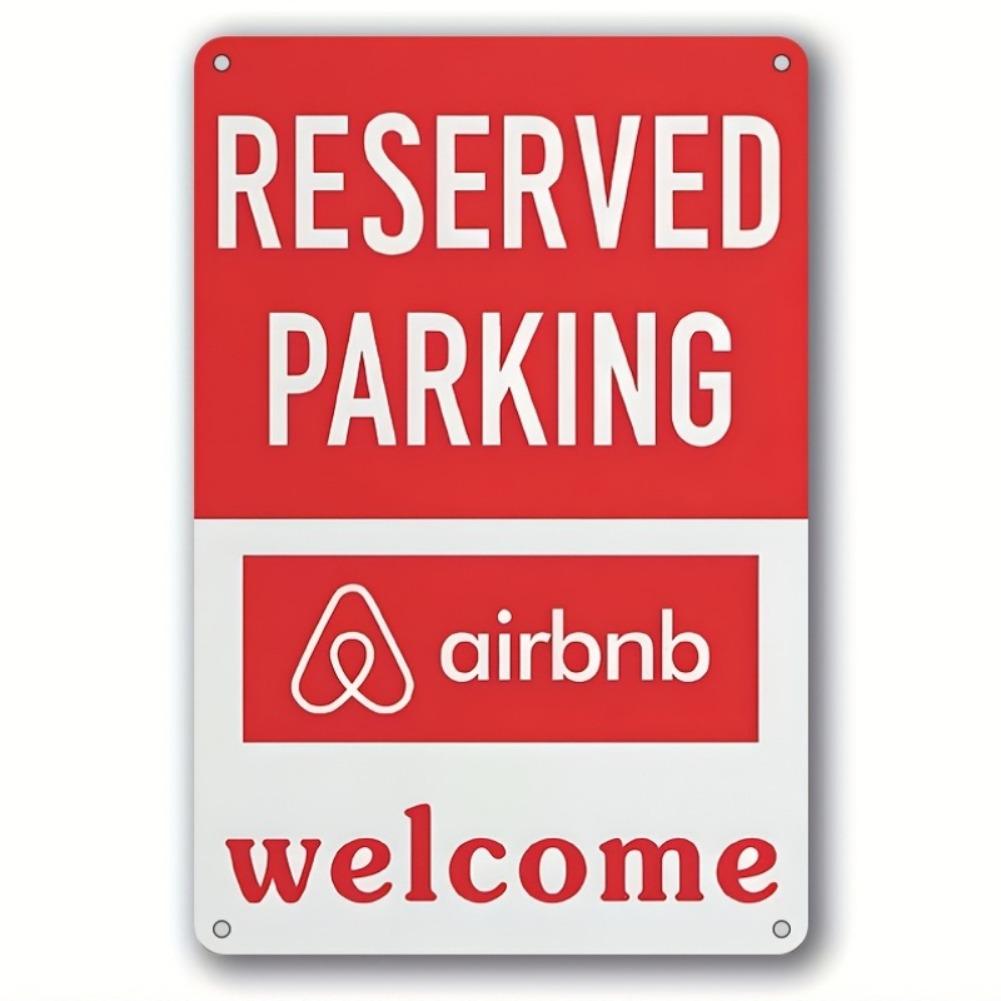 

Vintage-Style Airbnb Parking Welcome Sign - Waterproof Metal Wall Decor, 8 x12 , Red & White, Fun Home Accent for Restaurants 20x30cm（7.8x11.8inch）