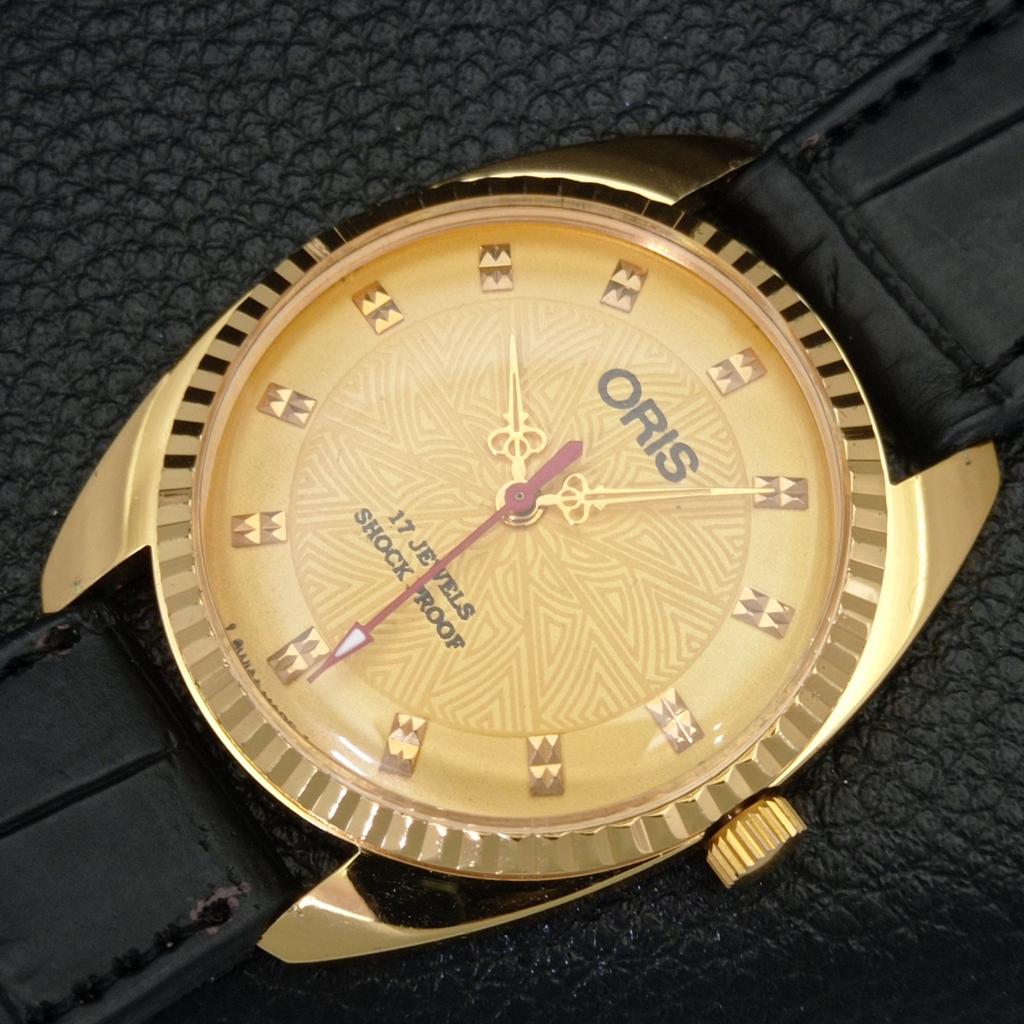 VINTAGE HAND-WINDING SWISS MENS REFURBISHED GOLDEN COLOR DIAL WATCH A438506-2 R131a-a438506