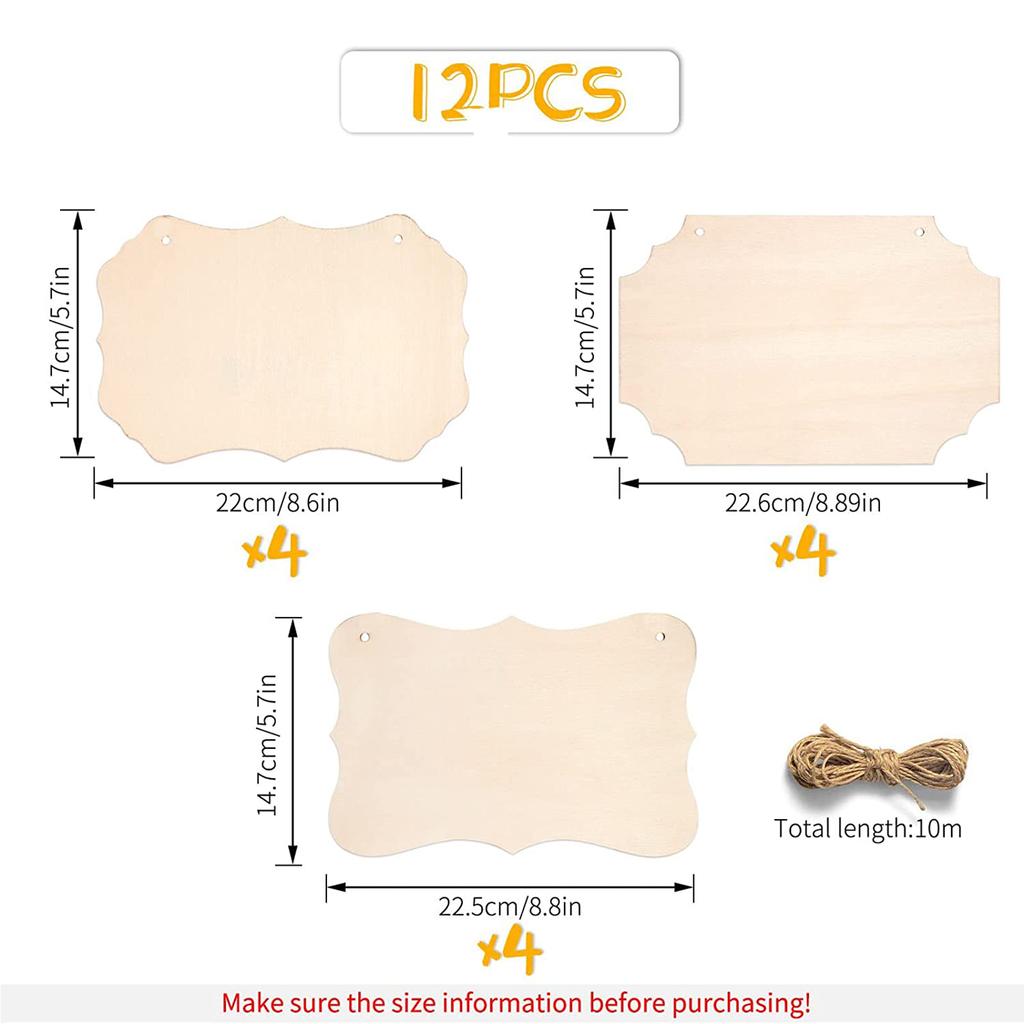 12 Pcs Unfinished Hanging Wood Plaques for Painting Wood Burning Home Decor