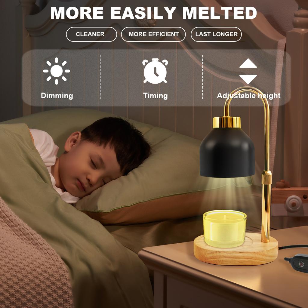 Candle Warmer Lamp Electric Wax Melter Lamp Adjustable Height Brightness Wax Warmer Ambience Light Timable Candle Lamps for Home